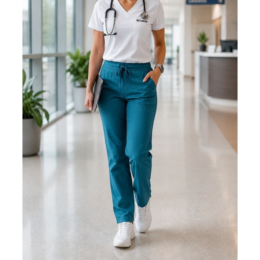 Grey's Anatomy by Barco Scrub Pants Teal Drawstring Stretch NWT Medium